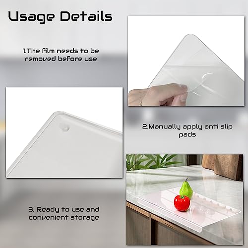 17X13 inch Acrylic Cutting Boards for Kitchen Counter, Non Slip Acrylic Chopping Board Clear Cutting Board for Countertop Kitchen Restaurant