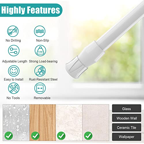KUANVE 4 Pack Window Security Bars Adjustable Sliding Glass Door Bar Sliding Door Security Bar Window Safety Lock Bar with Rubber Tips for Children Home, Extends from 15.8-27.6 Inch (White)
