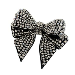 coheali 1pc shoe flower decoration black clothes rhinestone applique black trim crystal bow shoe clips sew on beaded patch sewing knot applique bowknot adornment bag patch decor bags bride