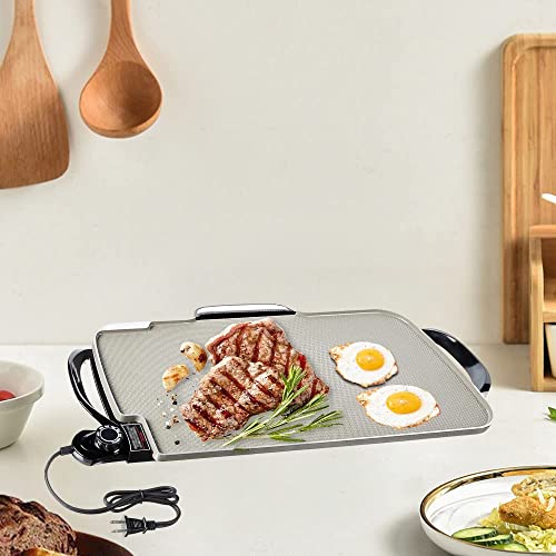 Ceramic Electric Griddle Nonstick - 22" Extra-large cooking surface griddle with Removeable handle (1500W),YHANNI