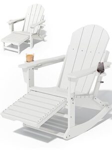 kingyes folding 4 in 1 multifunctional adirondack rocking chair, white