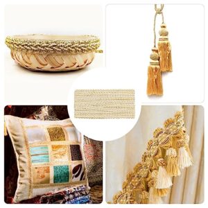 WADORN 2 Styles 5/8 inch Braided Lace Trim Ribbons, 12 Yards Vintage Edging Trimmings Fabric Gold Lace Applique Woven Ribbon Fabric Bias Tape DIY Clothing Straw Hat Bag Sewing Craft Accessories