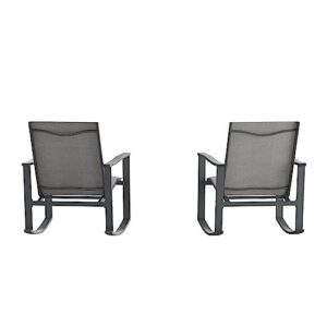 Flash Furniture Brazos Set of 2 Gray Outdoor Rocking Chairs with Flex Comfort Material and Black Metal Frame,Gray/Black