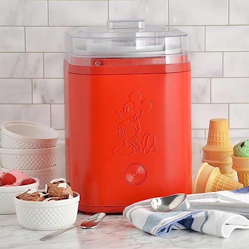 Disney Mickey Mouse 2 Quart Electric Ice Cream Maker, Red, DCM-800RD