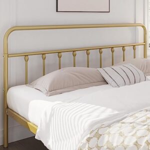 Yaheetech Classic Metal Platform Bed Frame Mattress Foundation with Victorian Style Iron-Art Headboard/Footboard/Under Bed Storage/No Box Spring Needed/King Size Antique Gold