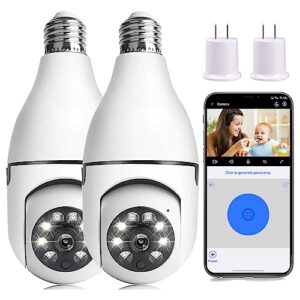 light bulb socket security camera - 1080p security camera indoor wireless for pet camera, 355 °panorama light bulb camera with motion detection auto tracking night vision（no sd card)