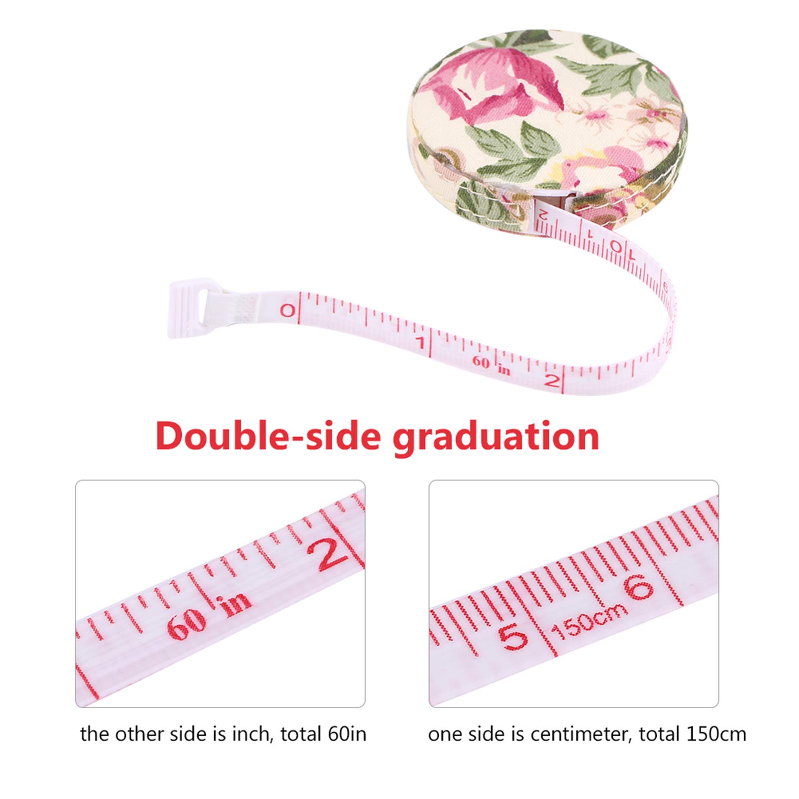 Haosie Measuring Retractable Ruler, 150cm/60in Body Tape Measure, Double Scale Body Fitness Measurement Tailor Sewing Craft Cloth Fabric Measuring Tapeline(#2)