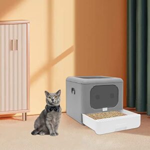 Cat Litter Box Fully Enclosed and Foldable,Top Entry Litter Box Storage and Deodorization Design Easy to Clean Covered Litter Box,Comes a Cat Shovel Comes a Cat Rubbing Device Families Cat Houses