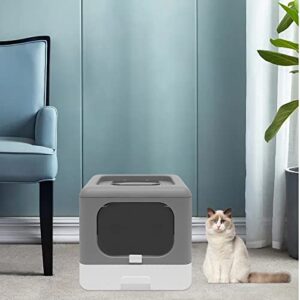 Cat Litter Box Fully Enclosed and Foldable,Top Entry Litter Box Storage and Deodorization Design Easy to Clean Covered Litter Box,Comes a Cat Shovel Comes a Cat Rubbing Device Families Cat Houses