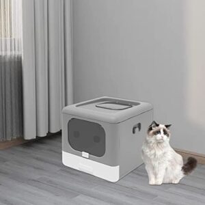 Cat Litter Box Fully Enclosed and Foldable,Top Entry Litter Box Storage and Deodorization Design Easy to Clean Covered Litter Box,Comes a Cat Shovel Comes a Cat Rubbing Device Families Cat Houses