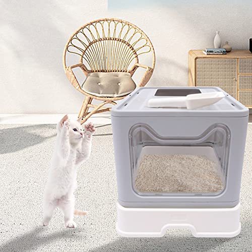 Cat Litter Box Semi-Enclosed and Foldable,Front Entry and top Exit Litter Box Storage and Deodorization Design Covered Litter Box,Comes a Cat Shovel, for Families Cat Houses