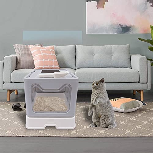 Cat Litter Box Semi-Enclosed and Foldable,Front Entry and top Exit Litter Box Storage and Deodorization Design Covered Litter Box,Comes a Cat Shovel, for Families Cat Houses