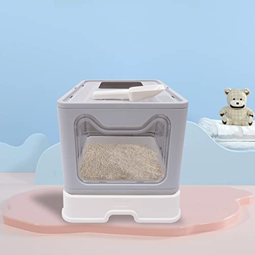 Cat Litter Box Semi-Enclosed and Foldable,Front Entry and top Exit Litter Box Storage and Deodorization Design Covered Litter Box,Comes a Cat Shovel, for Families Cat Houses