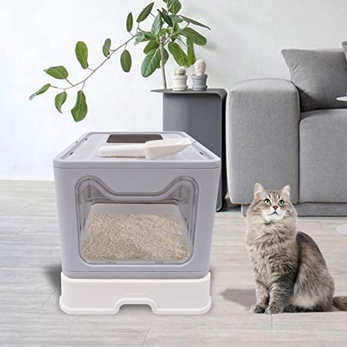 Cat Litter Box Semi-Enclosed and Foldable,Front Entry and top Exit Litter Box Storage and Deodorization Design Covered Litter Box,Comes a Cat Shovel, for Families Cat Houses