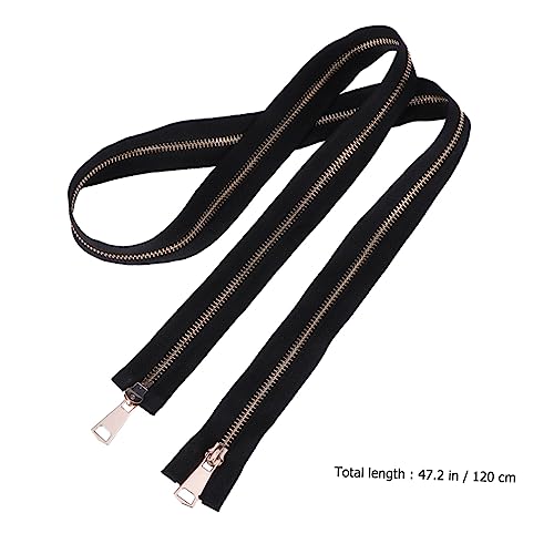 COHEALI 2pcs Zippers Metal Zipper DIY Zipper Sewing Accessories Zipper Cloth Bag Zipper Double-Side Zipper Slider Coil Zipper Pull Black Clothing Zipper Slider