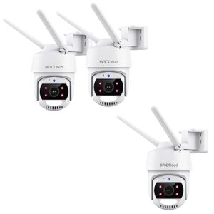 sv3c 5mp pan tilt wifi camera outdoor, security cameras with floodlight, auto tracking, 2-way audio, alexa echo, color night vision, sound motion detection, onvif, cloud & sd card storage - 3 pack c16