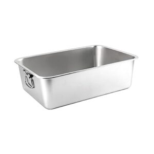 generic open litter box, indoor cats kitty litter pan stainless steel deep toilet sturdy cat sand box for bunny small medium large cats, 50cmx35cmx10cm