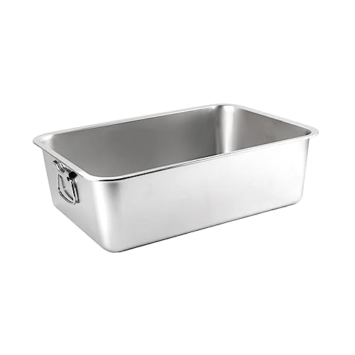 Generic Open Litter Box, Indoor Cats Kitty Litter Pan Stainless Steel Deep Toilet Sturdy Cat Sand Box for Bunny Small Medium Large Cats, 50cmx35cmx10cm