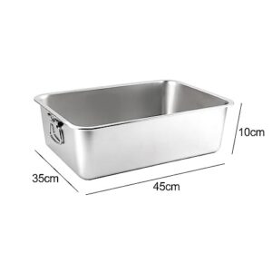 Baoblaze Cat Litter Box Cats Sand Box Stainless Steel Toilet Sturdy Easy to Clean Anti Splashing Pet Litter Tray Kitten Litter Pan for Rabbit, 45cmx35cmx10cm