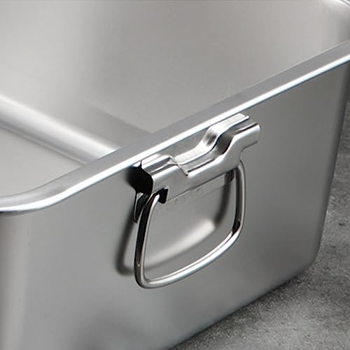 Baoblaze Cat Litter Box Cats Sand Box Stainless Steel Toilet Sturdy Easy to Clean Anti Splashing Pet Litter Tray Kitten Litter Pan for Rabbit, 45cmx35cmx10cm