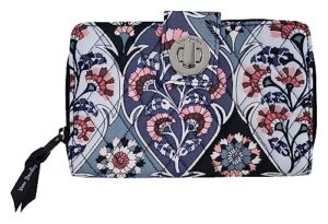 vera bradley women's cotton turnlock with rfid protection wallet (ornate blooms, one size)