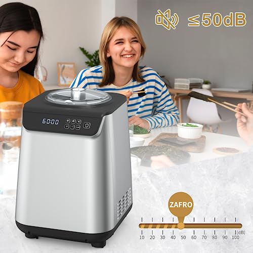 ZAFRO Ice Cream Maker 1.27qt with Compressor, No Pre-freezing Electric Automatic Ice Cream Machine Keep Cool Function, No Salt Needed Ice Cream, Sorbet, Gelato, Frozen Yogurt