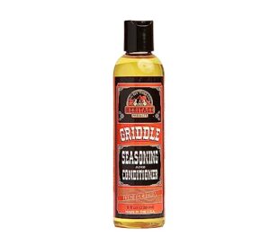 heritage products griddle seasoning oil - low-smoke, hi temp all-natural cast iron griddle conditioner for dutch oven, camp grill and skillet cleans, protects cast iron cookware with avocado oil