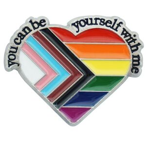pride pins you can be yourself with me enamel lgbt lapel pin gay irregular heart rainbow brooch trans pride badge pins decoration for clothes and bags 1pcs