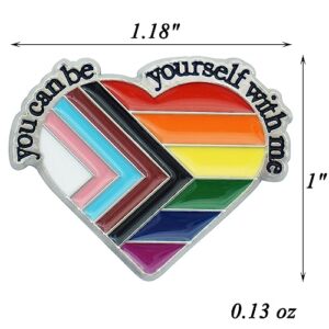 Pride Pins YOU CAN BE YOURSELF WITH ME Enamel LGBT Lapel Pin Gay Irregular Heart Rainbow Brooch Trans pride Badge Pins Decoration for Clothes and Bags 1Pcs