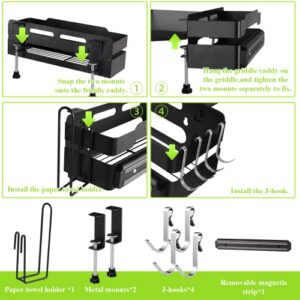 Griddle Caddy for Blackstone 28"/36", Upgraded Magnetic steel Grill Caddy Organizer for BBQ, Griddles Caddy Storage Box Space Saving Accessories No Drilling Needed