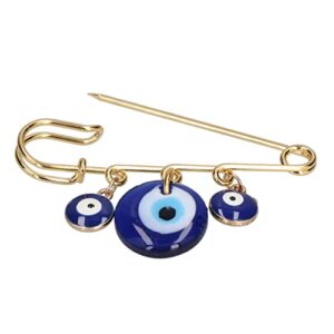 3pcs Evil Eye Stroller Pin for Baby Brooch Alloy, Clothing Pins 3 Blue Eye Pendants Golden Pin, Exquisite Multifunctional Safety Pins for Clothes Bag Scarf Decoration, Sewing Notions Supplies