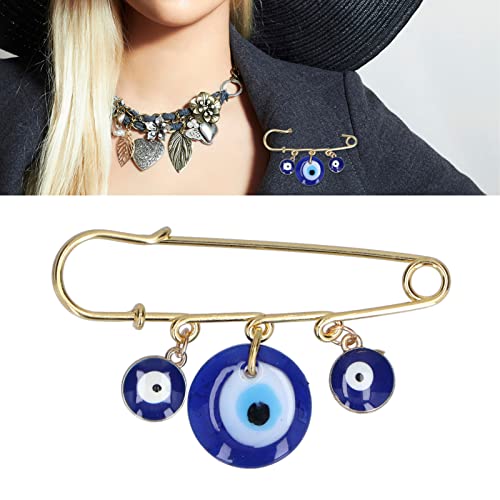 3pcs Evil Eye Stroller Pin for Baby Brooch Alloy, Clothing Pins 3 Blue Eye Pendants Golden Pin, Exquisite Multifunctional Safety Pins for Clothes Bag Scarf Decoration, Sewing Notions Supplies