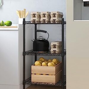 ANNECOSK 3-Tier Storage Shelves Adjustable, Metal Shelves for Storage Shelving Unit Wire Shelving Display Shelf for Kitchen Pantry 23" D x 13" W x 31.5" H-Black