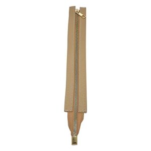 QHHVAIT 30cm PU Leather Zipper with Holes Metal Zipper DIY Zipper Replacement Hardware Zipper Accessories for Sewing Handbag Khaki