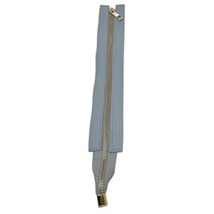 QHHVAIT 30cm PU Leather Zipper with Holes Metal Zipper DIY Zipper Replacement Hardware Zipper Accessories for Sewing Handbag Khaki
