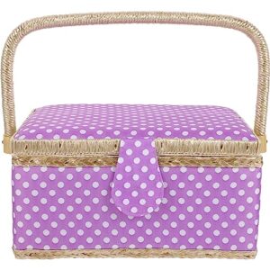 sewing storage organizer with lid double-layer sewing box organizer accessories storage bag sewing gifts for kit, scissors, thread, pins, needles, clips purple
