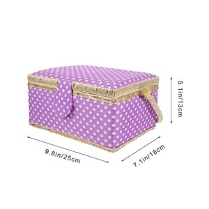 Sewing Storage Organizer with Lid Double-Layer Sewing Box Organizer Accessories Storage Bag Sewing Gifts for Kit, Scissors, Thread, Pins, Needles, Clips Purple