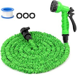 expandable garden hose 50ft, lightweight water pipe water hose with 7 function spray nozzle, portable retractable hose for garden yard cleaning, green