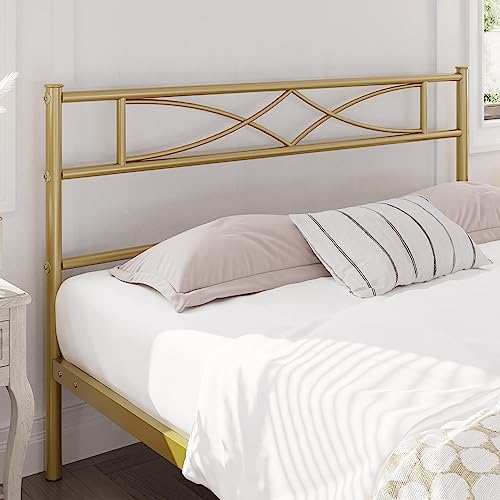 Yaheetech Metal Full Size Bed Frame, Platform Bed Frame, Mattress Foundation with Curved Design Headboard & Footboard, NO Box Spring Needed, Heavy-Duty Support, Easy Assembly, Full,Antique Gold