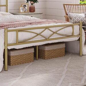 Yaheetech Metal Full Size Bed Frame, Platform Bed Frame, Mattress Foundation with Curved Design Headboard & Footboard, NO Box Spring Needed, Heavy-Duty Support, Easy Assembly, Full,Antique Gold