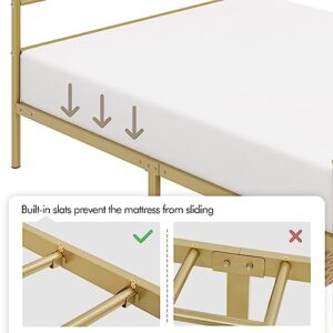 Yaheetech Metal Queen Size Bed Frame, Platform Bed Frame, Mattress Foundation with Curved Design Headboard & Footboard, NO Box Spring Needed, Heavy-Duty Support, Easy Assembly, Queen,Antique Gold