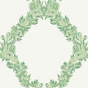 scalamandre jade wreath peel & stick wallpaper, green