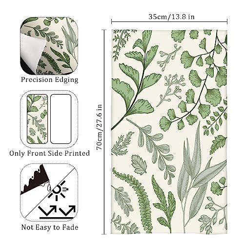 Green Leaves Hand Towels for Bathroom Decorative Bath Towels Soft Absorbent Kitchen Hand Towels Bathroom Hand Towels Set for Home Kitchen Bathroom Decor (Set Of 2, 13.8x27.6 In) (Green Leaves)