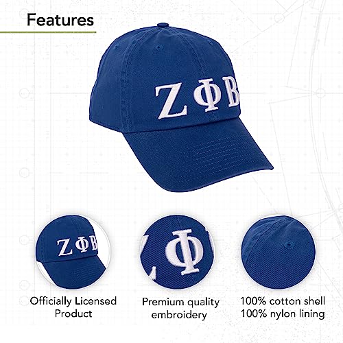 Zeta Phi Beta Baseball Hat Brimmed Embroirderd Hats Cap Adjustable Cloth Strap Adult (Style 1) Blue