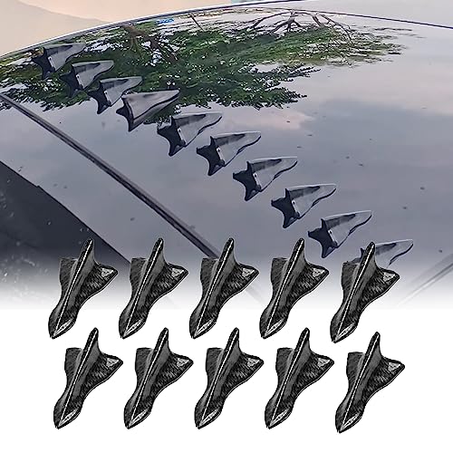 gunhunt 10 Pack Diffuser Shark Fin Kit, Spoiler Roof Wing Air Vortex Generator, Car Tuning Accessorie, Tailpiece Car Antenna, Car Shark Fin Antenna, Fit for Most Car (Carbon Fiber Black #101)