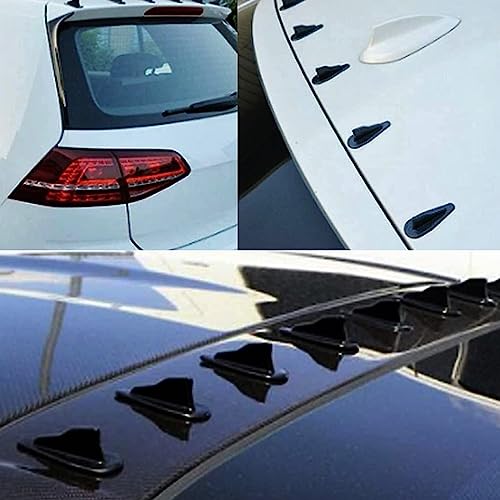 gunhunt 10 Pack Diffuser Shark Fin Kit, Spoiler Roof Wing Air Vortex Generator, Car Tuning Accessorie, Tailpiece Car Antenna, Car Shark Fin Antenna, Fit for Most Car (Carbon Fiber Black #101)