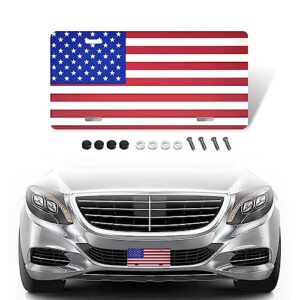 gunhunt pack-1 american flag license plate, personalise license plate with 4 holes, rust-proof metal car plates, car universal novelty patriotic vehicle tag (red #american flag)