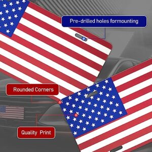 gunhunt Pack-1 American Flag License Plate, Personalise License Plate with 4 Holes, Rust-Proof Metal Car Plates, Car Universal Novelty Patriotic Vehicle Tag (Red #American Flag)