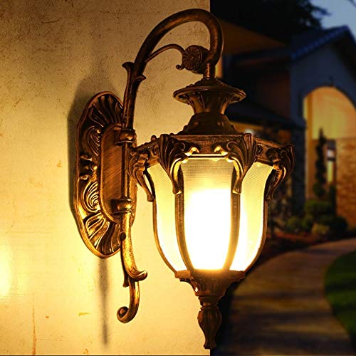 PEHUB Industrial Retro Outdoor Oil Rubbed Brass Finish Wall Lamp Plug in Wall Mount Waterproof Metal E27 Wall Sconce Garden Patio Porch Exterior Wall Light Villa Lighting Light Exterior Light Fixture