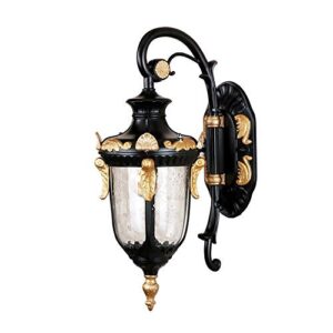 PEHUB Vintage Outdoor Wall Light Rustic Oil Rubbed Gloden Porch Garage Wall Lamp Waterproof Anti-Rust Lightings Glass Shade Exterior Sconces Patio Wall Sconce House Deck Lantern Exterior Light Fixture